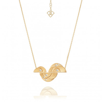 Camélias | Necklace with Deconstructed Petal Pendant Silver 925 Gold-Plated 7 CZ