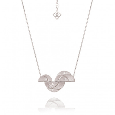 Camélias | Deconstructed Petal Pendant Necklace Silver 925 7 CZ