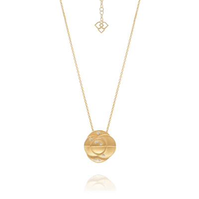Camélias | Necklace Petal Pendant Silver 925 Gold-Plated 7 CZ