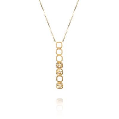 Calçada | Pendant Necklace  Silver 925 Gold-plated 9 CZ