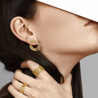 Tube | Earrings 2-in-1 Silver 925  Gold-Plated 20 CZ
