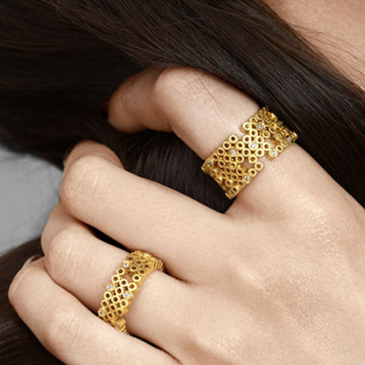 Tube | Ring Silver 925 Gold-Plated 15 CZ