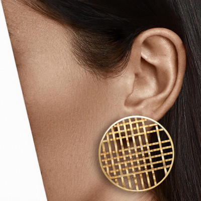 Douro | Bold Earrings Silver 925 Gold-Plated 20 CZ