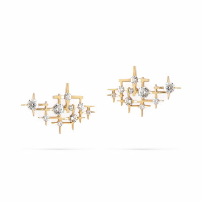 Pyxis | Brincos Cuff Ouro Amarelo 18K (ou Ouro Branco) e Diamantes