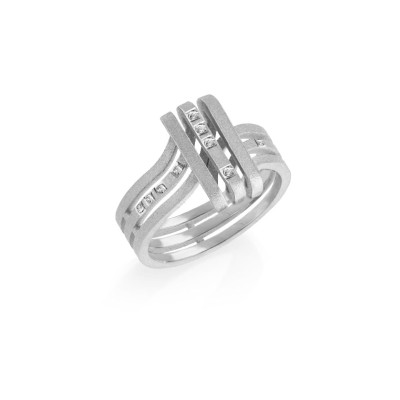 Lines | Slim Ring in White Gold 18K (or Yellow Gold) and Diamonds