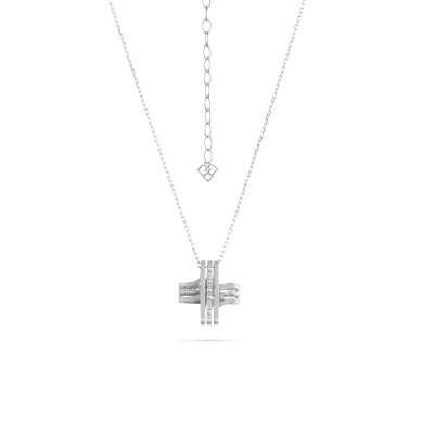 Lines | Necklace with Cross Pendant in White Gold 18K (or Yellow Gold) and Diamonds