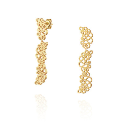 Labirinto | Brincos Compridos Prata 925 Plaqueados a Ouro