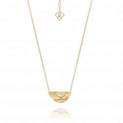 Camélias | Necklace Half Petal Pendant with Silver 925 Gold Plated 4 CZ