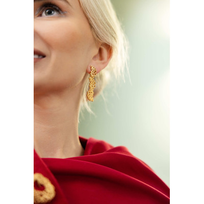 Labirinto | Brincos Compridos Prata 925 Plaqueados a Ouro