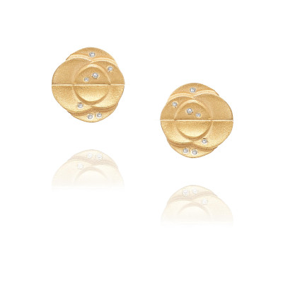 Camélias | Petal Earrings Silver 925 Gold-plated  7 + 7 CZ