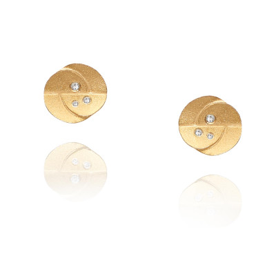 Camélias | Slim Petal Earrings Silver 925 Gold Plated  3 + 3 CZ