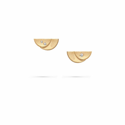 Camélias | Slim Half Petal Earrings Silver 925 Gold Plated 2 + 1 CZ