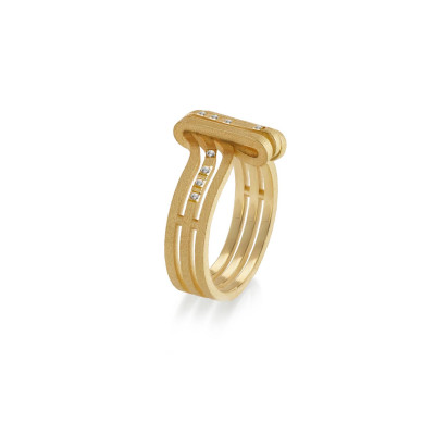 Lines | Slim Ring in Yellow Gold 18K (or White Gold) and Diamonds